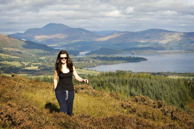 Walking the John Muir Way, with Ben Lomond in the background. Picture: Becky Duncan