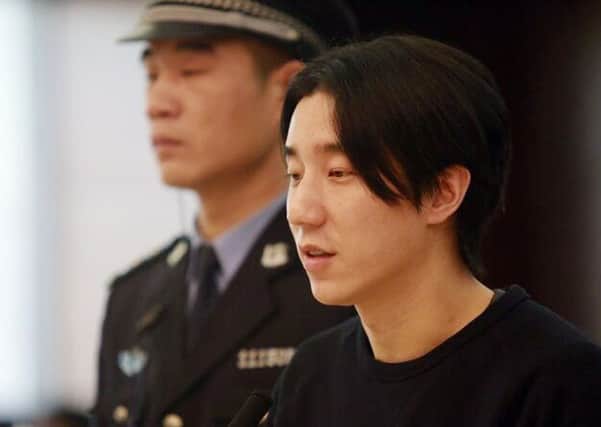 Jaycee Chan, son of kung fu star Jackie Chan, during his trial at the Dongcheng District People's Court in Beijing. Picture: Getty