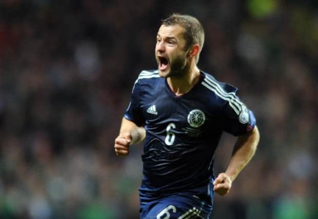 Shaun Maloney scores for Scotland against Ireland. Picture: Lisa Ferguson
