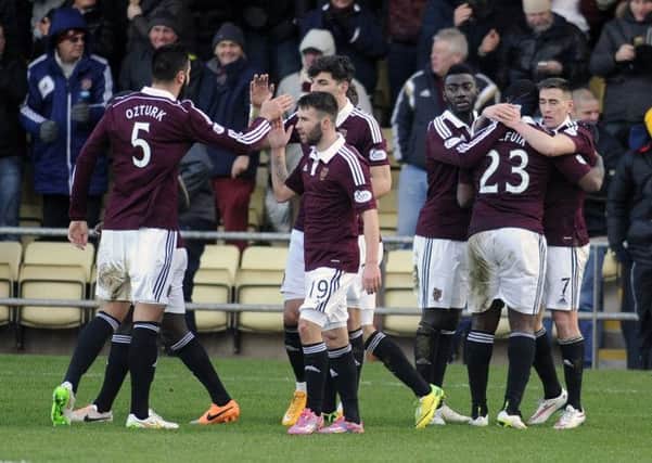 The current Hearts team can break a club record set by Gary Mackay, below, and Co