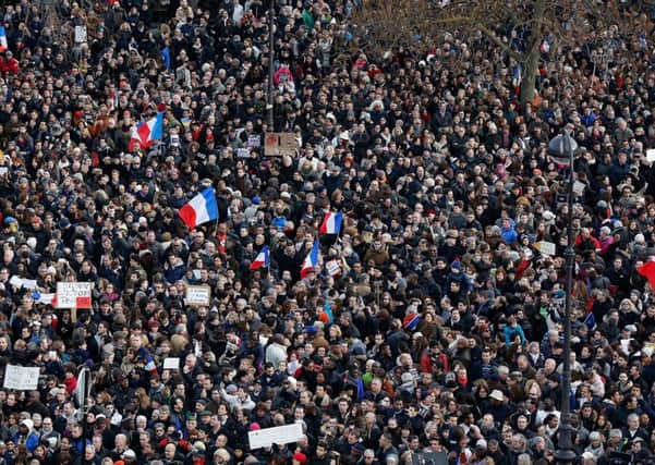 Millions displayed their solidarity by uniting across France on Sunday. Picture: Getty