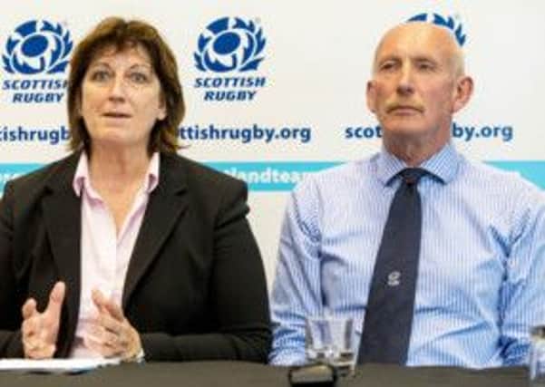Head of Women's Rugby Sheila Begbie (left) and Scottish Rugby President Ian Rankin. Picture: SNS