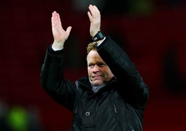 Ronald Koeman applauds the fans following victory over Manchester United at old Trafford. Picture: Getty