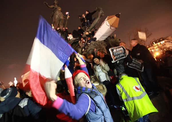 People take part in a Unity rally Marche Republicaine in Paris last night. Picture: Getty/AFP