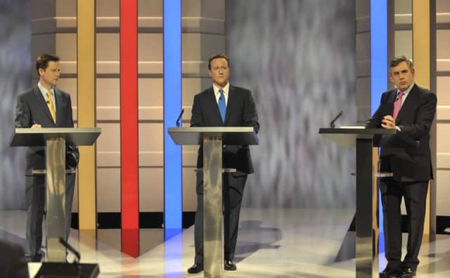 The first televised general election leaders debate in 2010. Picture: Getty