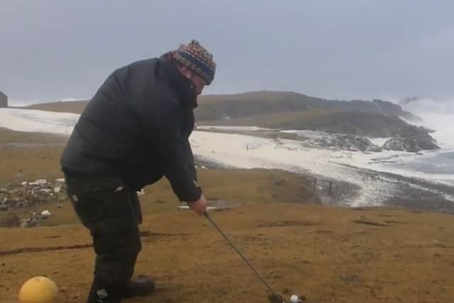 Tommy Hyndman prepares to tee off. Picture: YouTube