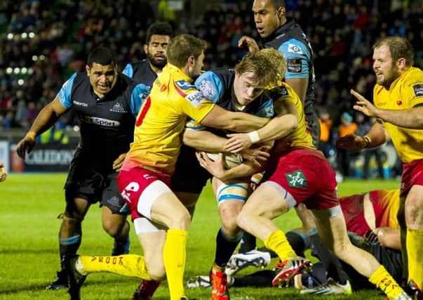 Keeping possession was vital in Glasgows win over Scarlets last week, as demonstrated here by lock Jonny Gray. Picture: SNS/SRU