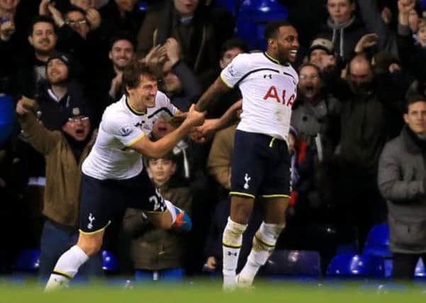 Tottenham Hotspur's Danny Rose (right) celebrates scoring his side's third goal with Benjamin Stambouli. Picture: PA