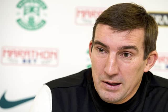 Hibernian Manager Alan Stubbs can only spectate on as fellow title contenders Hearts and Rangers clash at Ibrox. Picture: SNS