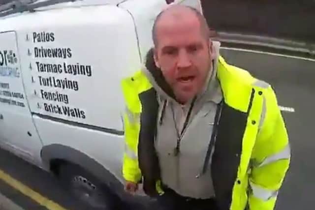 A van driver was captured forcing a cyclist off the road and then assaulting him. Picture: YouTube