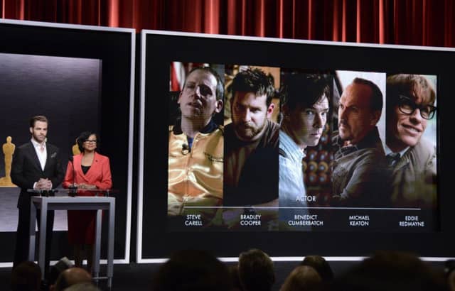 Cheryl Boone Isaacs and actor Chris Pine announce the nominees. Picture: AP
