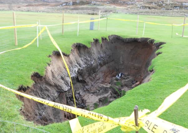 The 22ft-long pit, which is nine feet deep, has appeared at the nine-hole Traigh Golf Course near Arisaig, Inverness-shire. Picture: pA