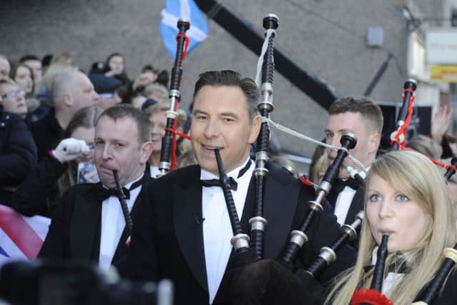David Walliams wows the crowd with his bagpipes skills. Picture: Greg Macvean