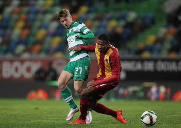 Ryan Gauld vies with Rio Ave's Marvin Zeegelaar during the Primeira Liga match between Sporting CP and Rio Ave. Picture: Getty