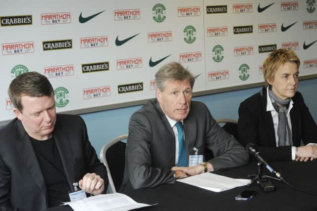 Charlie Reid, Kenny MacAskill and Leeann Dempster launch the share issue. Picture: Greg Macvean