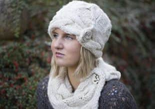 Angel bonnet, £65, Angel Snood, £45