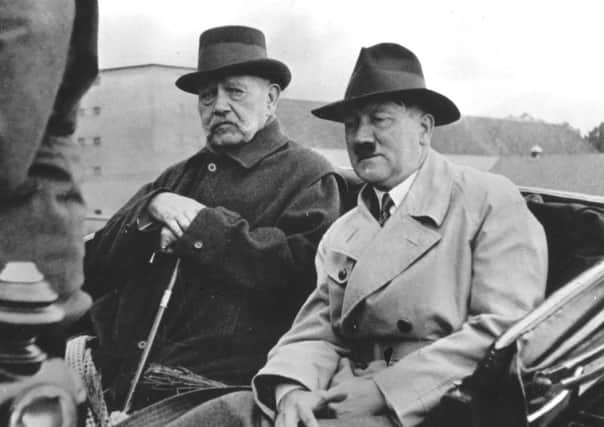 Field Marshal Paul von Hindenburg, late President of the German Reich and Adolf Hitler. Picture: Getty