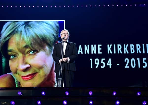 William Roache was given a standing ovation at the National Television Awards for this tribute to the late Anne Kirkbride. Picture: PA