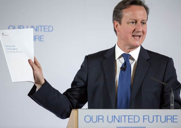 Prime Minister David Cameron gives a speech about the further powers devolved to the Scottish parliament. Picture: Getty