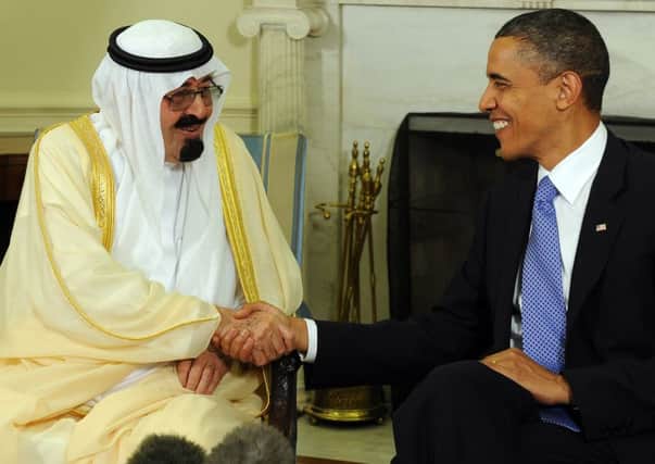 Saudi Arabian King Abdullah Bin-Abd-al-Aziz Al Saud, pictured shaking hands with President Obama, has died aged 90. Picture: Getty