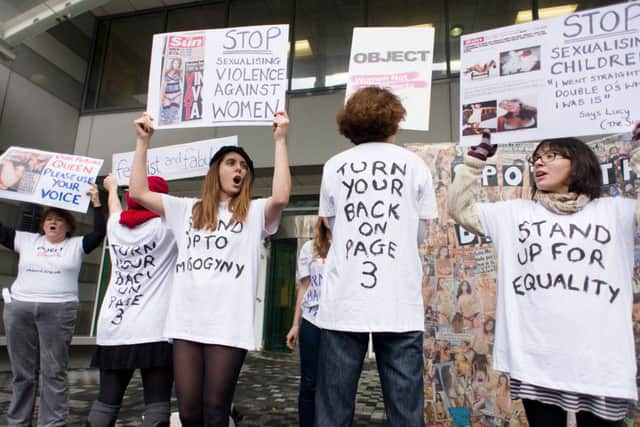 Campaigners from OBJECT and Turn Your Back On Page 3 protest. Picture: Getty