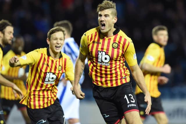 Partick's Frederic Frans celebrates his goal for Partick. Picture: SNS
