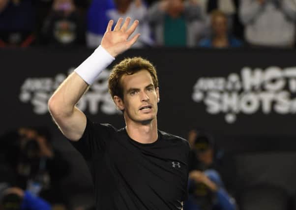 Andy Murray celebrates after victory against Bulgaria's Grigor Dimitrov. Picture: Getty