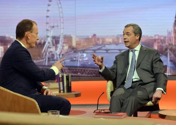 Nigel Farage told The Andrew Marr Show yesterday that Ukip will win a good number of seats in the General Election 	Picture: PA