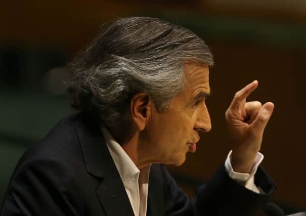 French philosopher and writer Bernard-Henri Levy speaks to the UN  General Assembly at a meeting about anti-Semitism. Picture: Getty