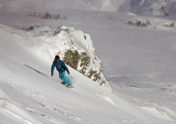 A snowboarder finds a sheltered spot near Beinn Ghlas. Picture: Contributed