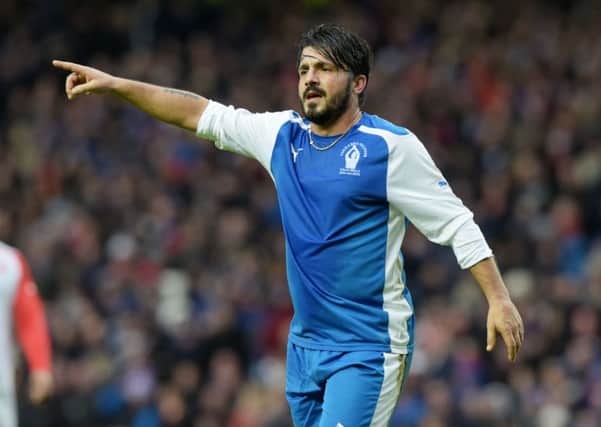 Rino Gattuso in action for Rangers Select in yesterday's tribute game for Fernando Ricksen. Picture: SNS