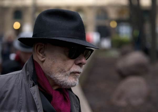 Former British pop star Gary Glitter, real name Paul Gadd, arrives for his trial at Southwark Crown Court in London. Picture: AP