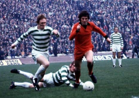 Walter Smith goes up against Celtic's Kenny Dalglish and Davie Hay in his playing days. Picture: SNS