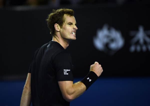 Andy Murray celebrates winning a point against Nick Kyrgios, who he went on to defeat in straight sets. Picture: Getty