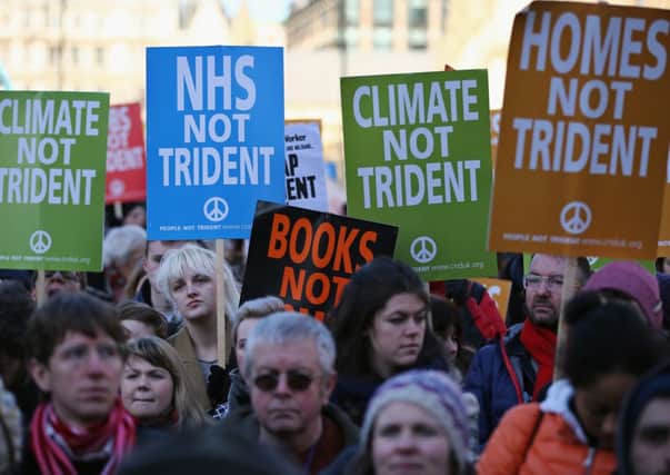 Anti-nuclear protesters gathered in London last weekend. A new poll has shown that Scots are keener to axe Trident than voters in the rest of the UK. Picture: PA