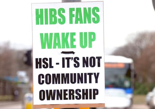 Activists group Hands On Hibs has been making its feelings clear with a poster campaign around Edinburgh. Picture: Lisa Ferguson