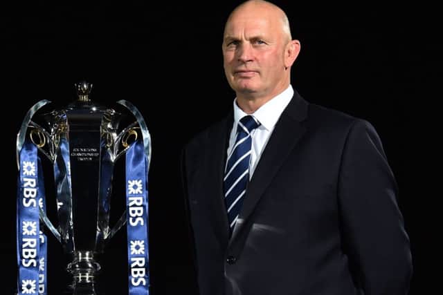 Scotland head coach Vern Cotter with the new Six Nations trophy. Picture: Getty
