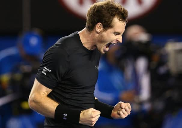 Andy Murray celebrates winning his semi-final match against Tomas Berdych. Picture: Getty