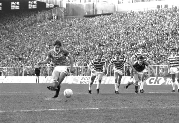 Ally McCoist takes the penalty kick that sealed an extra time winner for Rangers in 1984. Picture: Donald Macleod