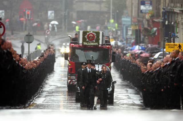 The funeral cortege of Ewan Williamson in Edinburgh. Picture: Dan Phillips