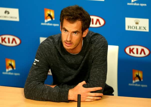 Andy Murray speaks at a press conference in Melbourne ahead of tomorrow's final with Novak Djokovic. Picture: Getty
