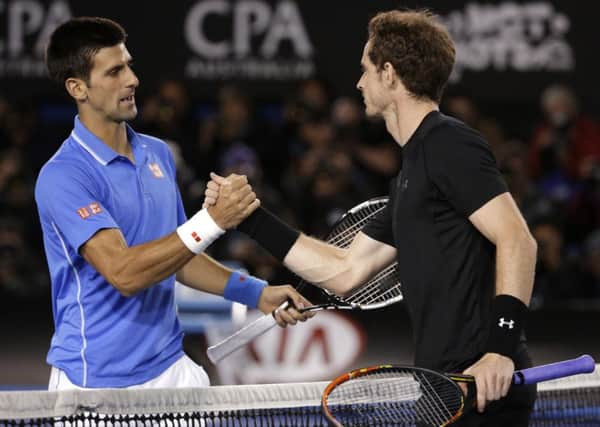 Novak Djokovic is congratulated by Andy Murray after winning the men's singles final at the Australian Open. Picture: AP
