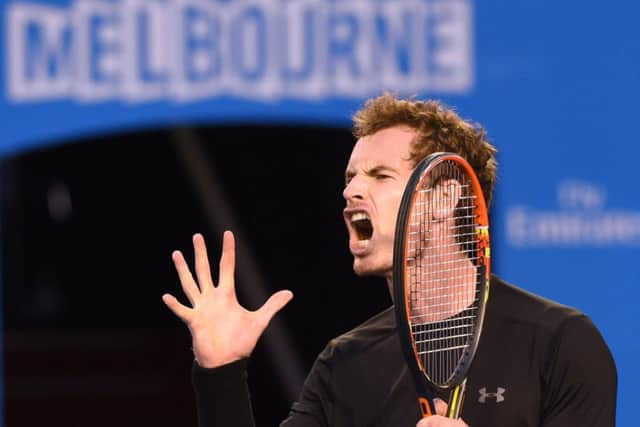Andy Murray lets out a cry of frustration during his 7-6, 6-7, 6-3, 6-0 final defeat in Melbourne. Picture: Getty