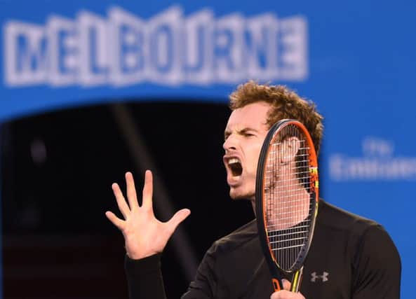 Andy Murray lets out a cry of frustration during his 7-6, 6-7, 6-3, 6-0 final defeat in Melbourne. Picture: Getty