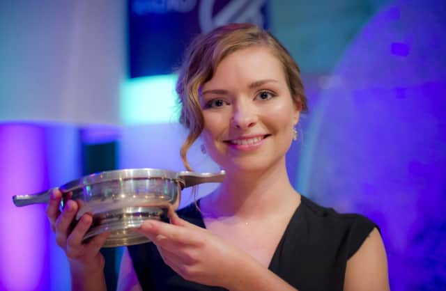 Claire Hastings celebrates winning. Picture: Alan Peebles