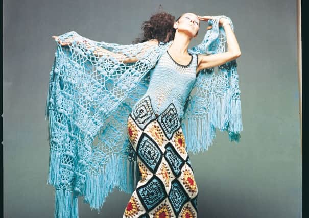 Crocheted long dress with matching shawl, c1974. Picture: Studio Press Holland