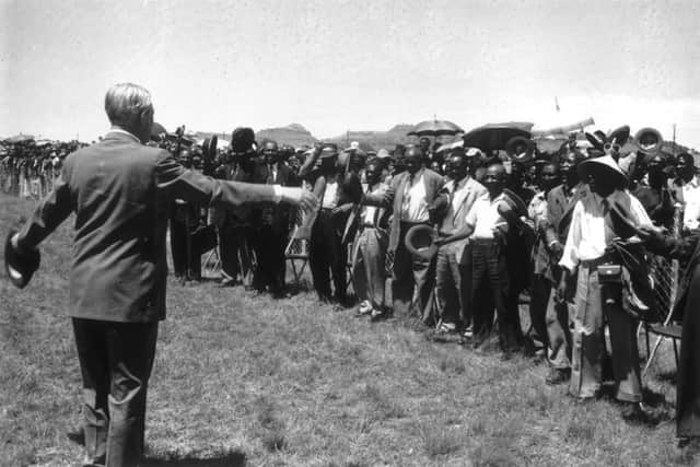 On this day in 1960, British prime minister Harold Macmillan made his famous wind of change speech in Cape Town. Picture: Getty