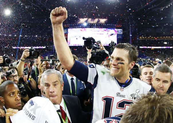New England Patriots quarterback Tom Brady celebrates after leading his team to the Super Bowl title. Picture: Getty