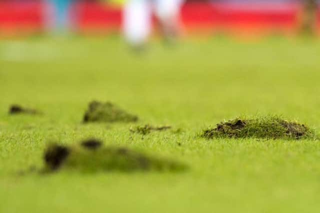 The pitch at Hampden on Sunday. Picture: SNS