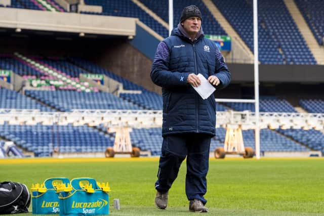 Scotland Head Coach Vern Cotter prepares for training yesterday. Picture: SNS